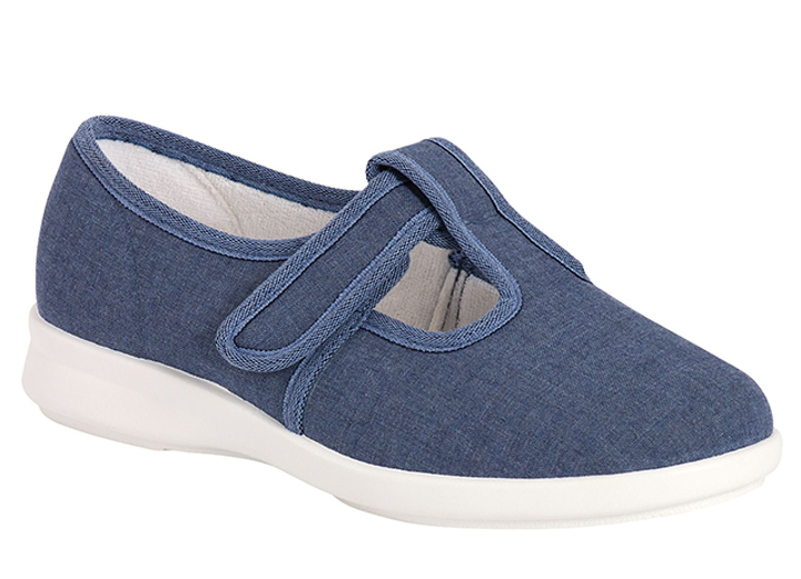 Womens Wide Fit DB Scroll Canvas Shoes in Denim Blue - Image 1