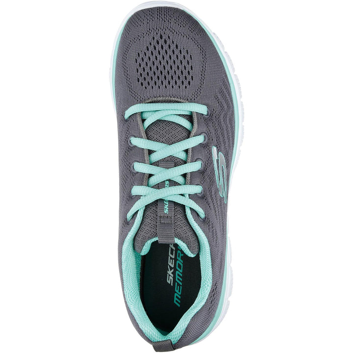 Womens Wide Fit Skechers 12615 Walking Trainers in Charcoal/Green - Image 1