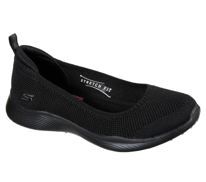 Womens Wide Fit Skechers Microburst 104134 Walking Slip On Shoes in Black - Image 1