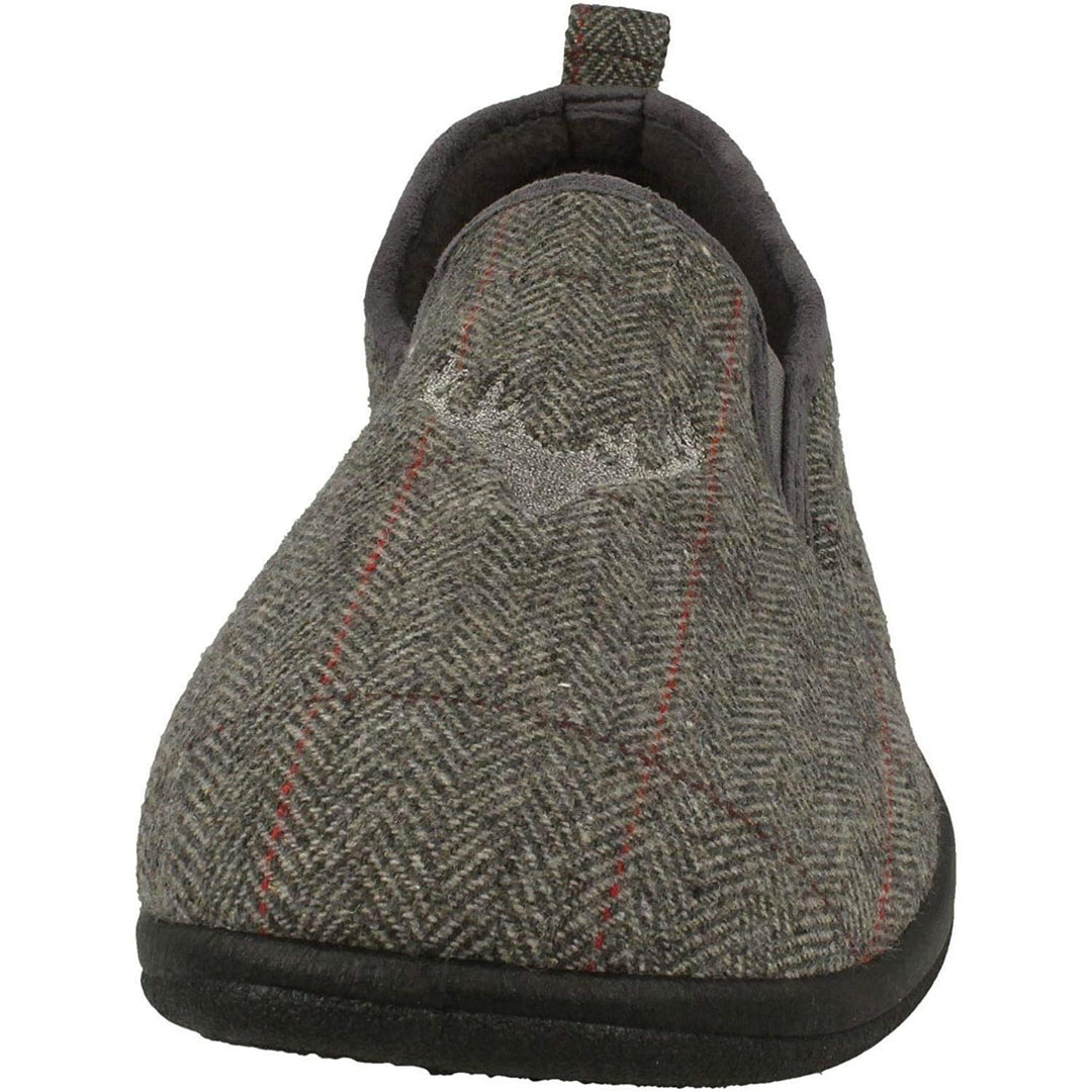 Mens Wide Fit Padders Huntsman Slippers in Grey Combi - Image 6