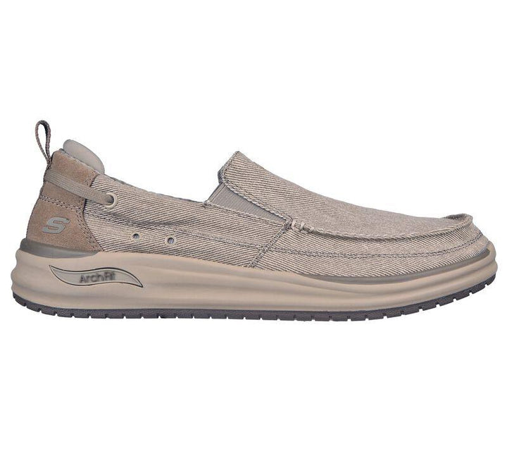 Men's Wide Fit Skechers Melo - Port Bow 204605 Arch Fit Trainers in Taupe - Image 1