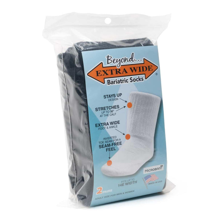 Mens Extra Wide 8961 Bariatric 2 Pairs Beyond Socks in Black - Image 1