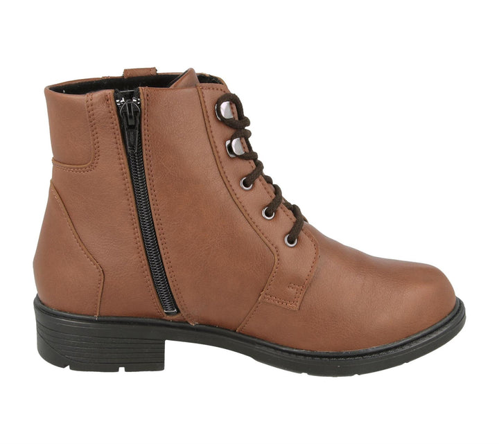 Womens Wide Fit DB Atlas Vegan Boots in Tan - Image 1