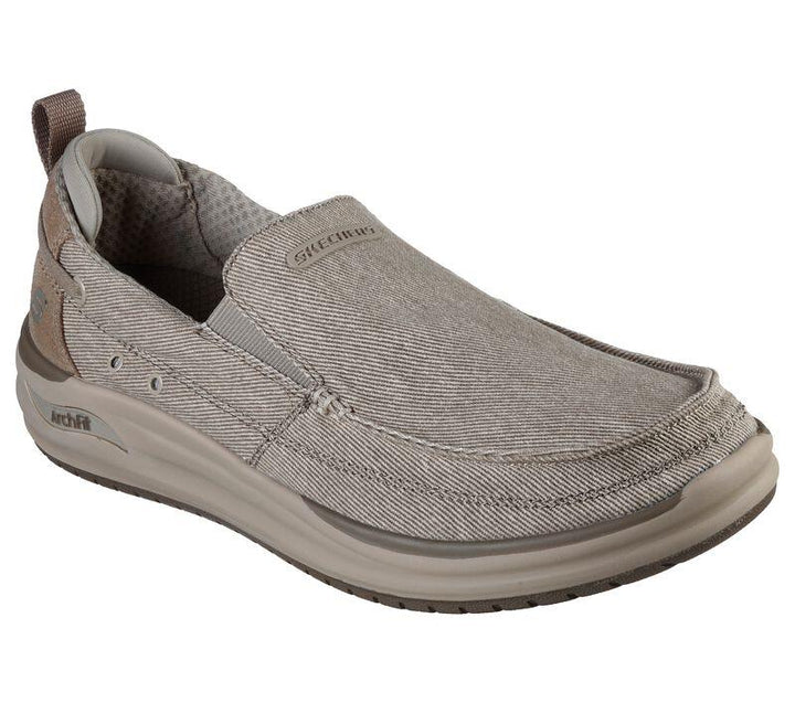 Men's Wide Fit Skechers Melo - Port Bow 204605 Arch Fit Trainers in Taupe - Image 1