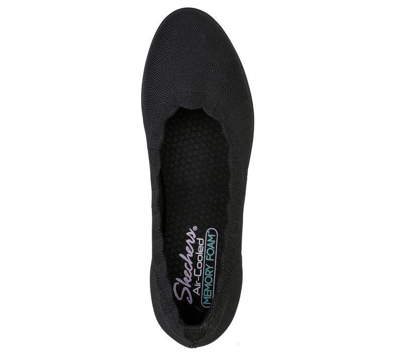 Womens Wide Fit Skechers 158156 Cleo Flex Wedge Spellbind Slip On Shoes in Black - Image 5