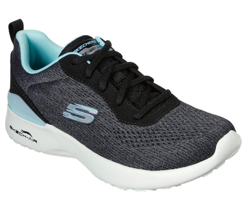 Women's Wide Fit Skechers 149340 Skech-Air Dynamight Top Prize Walking Trainers in Black/Turquoise - Image 3