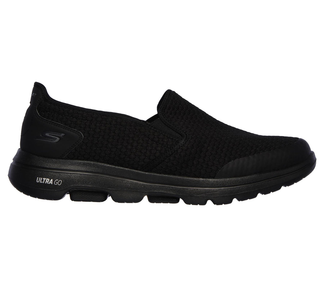 Mens Wide Fit Skechers Apprize Go Walk 5-55510 Walking Trainers in Black - Image 2
