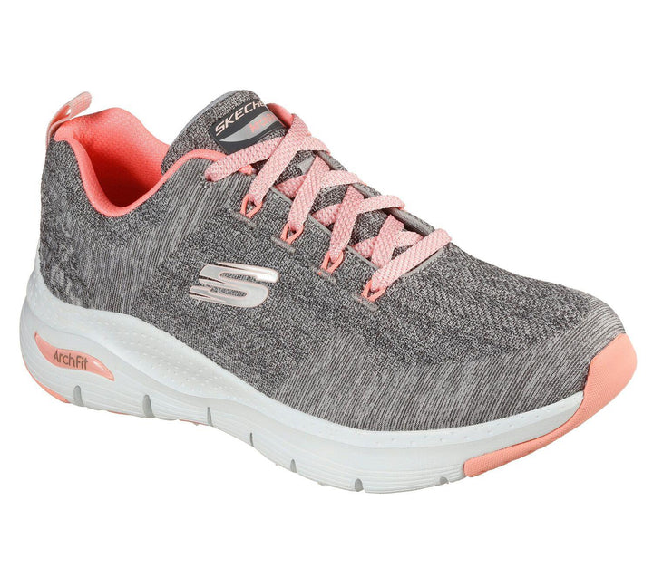 Womens Wide Fit Skechers Comfy Wave 149414 Arch Fit Trainers in Navy/Hot Pink - Image 1