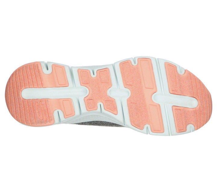 Womens Wide Fit Skechers Comfy Wave 149414 Arch Fit Trainers in Navy/Hot Pink - Image 1