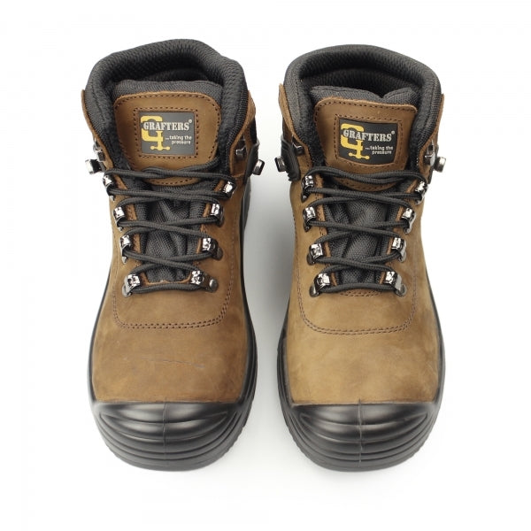 Mens Wide Fit Grafters M9508B 4E Safety Boots Dark Brown in Dark Brown - Image 1