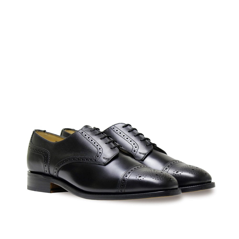 Mens Wide Fit Sanders Guildford Formal Shoes in Black - Image 6