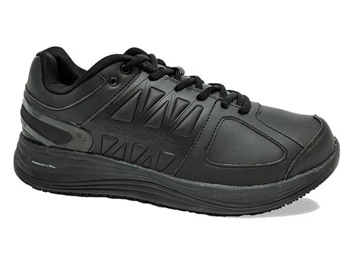 Mens Wide Fit I-Runner Pro Leather Oil and Slip Resistant Trainers in Black - Image 1