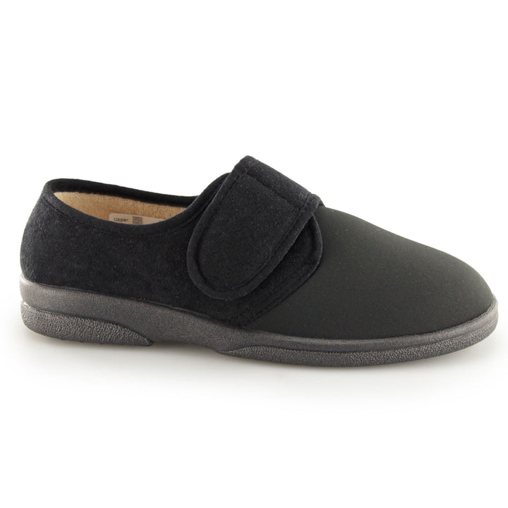 Mens Wide Fit Comfylux Arthur Slippers in Black - Image 1