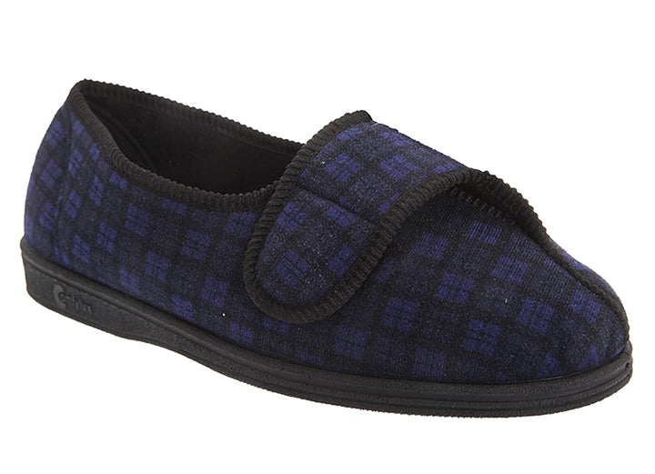 Mens Wide Fit Comfylux Georgie Slippers in Navy - Image 4
