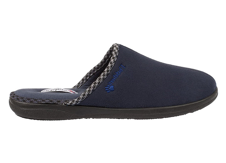 Mens Wide Fit Padders Luke Mule Slippers in Navy - Image 1
