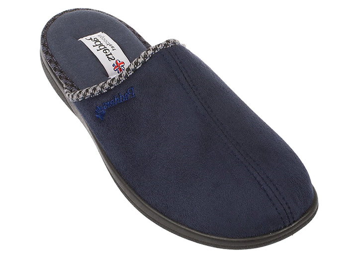 Mens Wide Fit Padders Luke Mule Slippers in Navy - Image 1