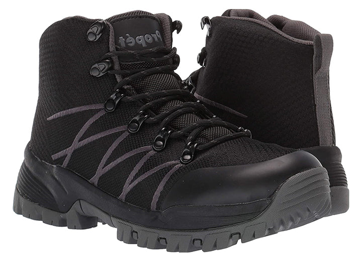 Mens Wide Fit Propet Traverse Boots in Black & Dark Grey - Image 1