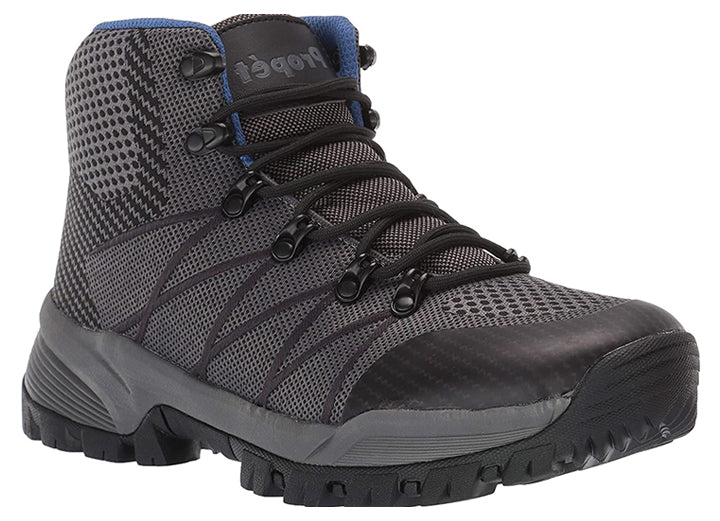 Mens Wide Fit Propet Traverse Boots in Black & Dark Grey - Image 1
