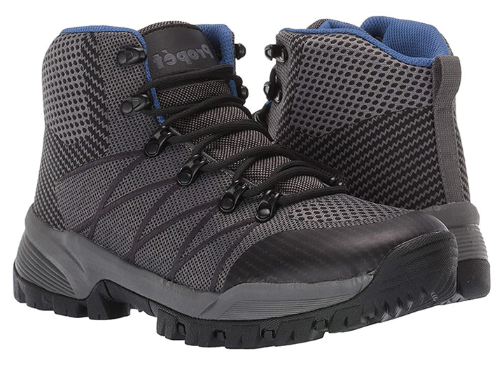 Mens Wide Fit Propet Traverse Boots in Black & Dark Grey - Image 1