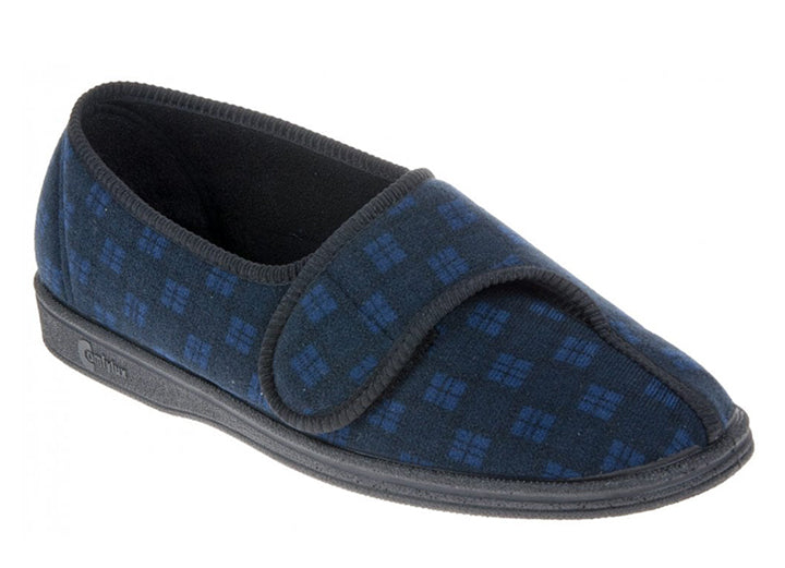 Mens Wide Fit Comfylux Paul Slippers in Navy - Image 1