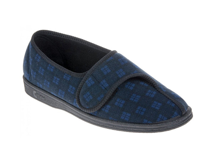 Mens Wide Fit Comfylux Paul Slippers in Navy - Image 1