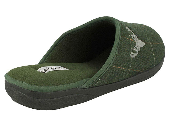 Mens Wide Fit Padders Stag Mule Slippers in Navy - Image 1