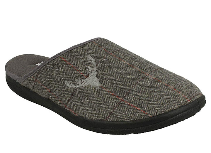 Mens Wide Fit Padders Stag Mule Slippers in Navy - Image 15