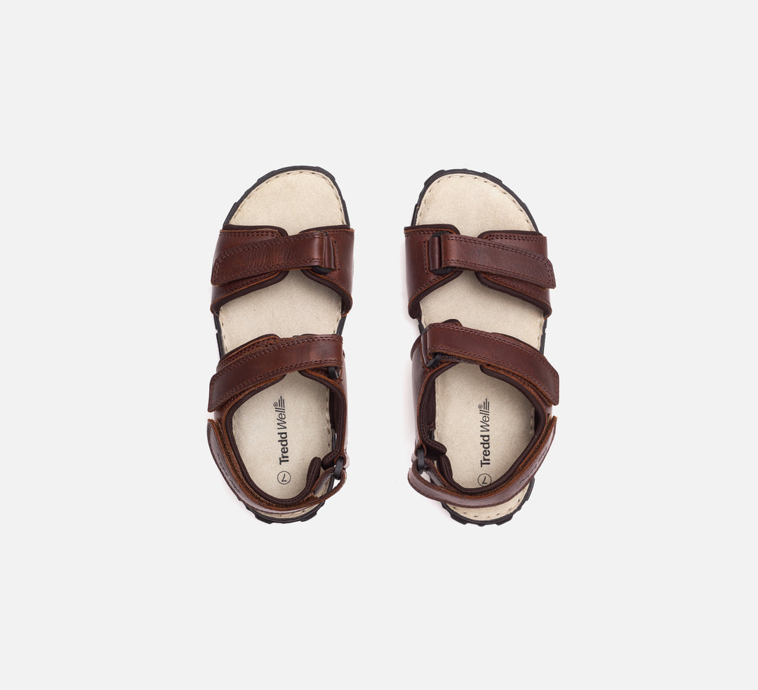 Womens Wide Fit James Leather Sandals by Tredd Well in Black - Image 11