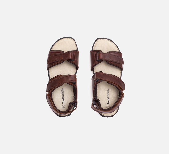 Womens Wide Fit James Leather Sandals by Tredd Well in Black - Image 1