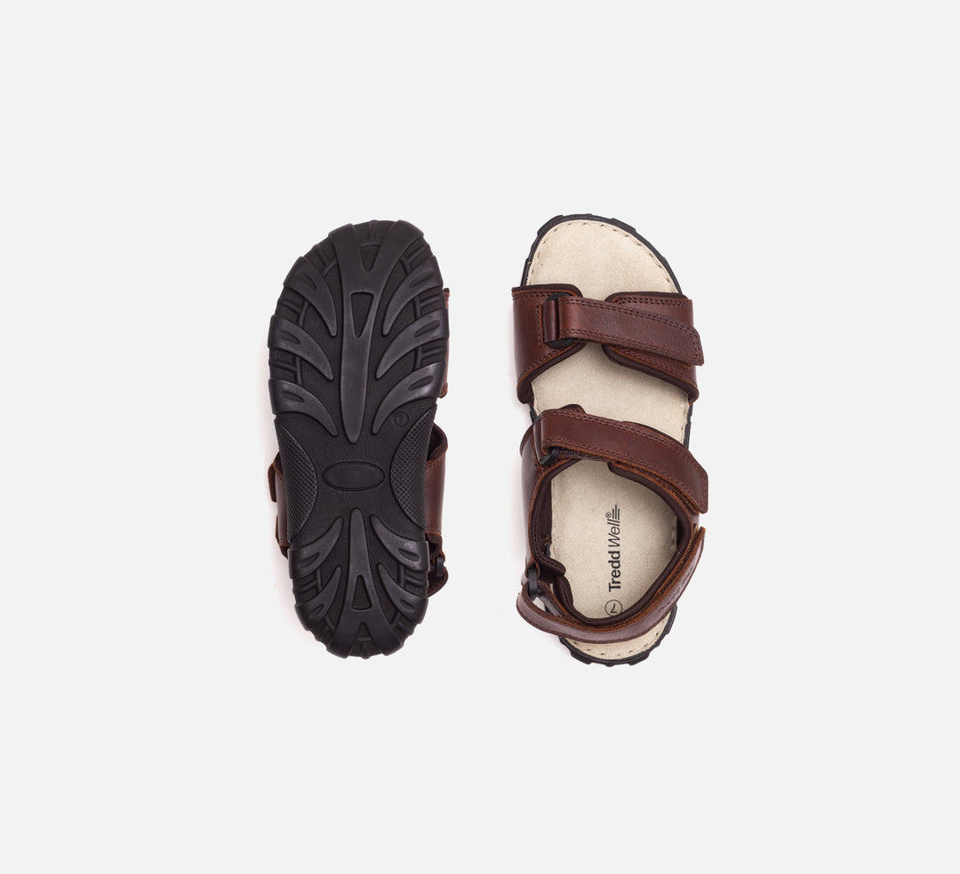 Womens Wide Fit James Leather Sandals by Tredd Well in Black - Image 13