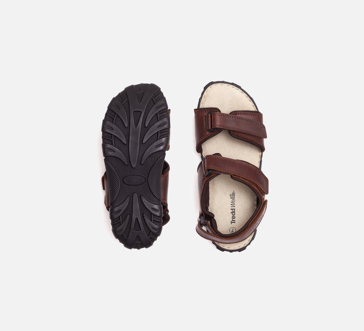 Womens Wide Fit James Leather Sandals by Tredd Well in Black - Image 1