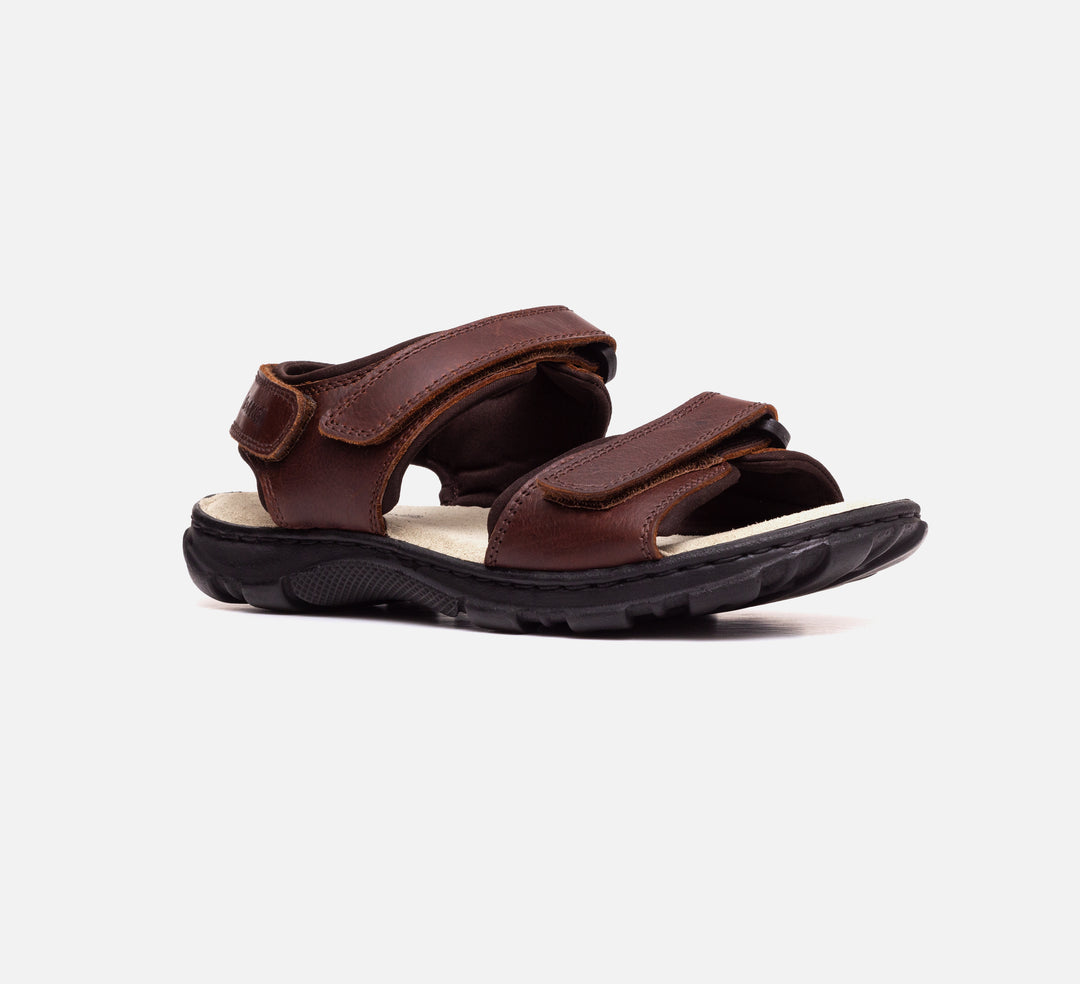 Womens Wide Fit James Leather Sandals by Tredd Well in Black - Image 8