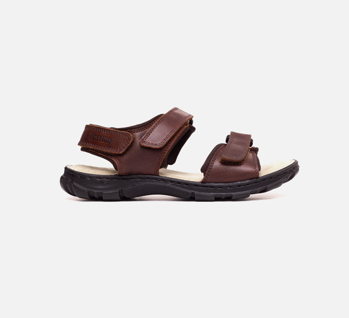 Womens Wide Fit James Leather Sandals by Tredd Well in Black - Image 1