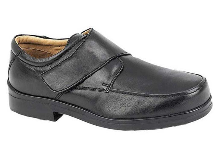 Men's Wide Fit Roamers M404A Velcro Shoes in Black - Image 1