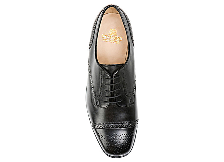Mens Wide Fit Sanders Guildford Formal Shoes in Black - Image 4