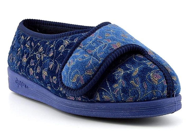 Womens Wide Fit Comfylux Helen Slippers in Blue - Image 4