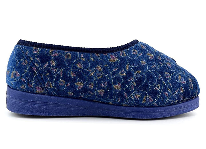 Womens Wide Fit Comfylux Helen Slippers in Blue - Image 3