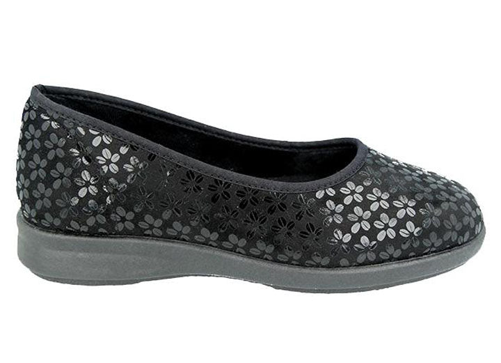 Womens Wide Fit DB Virginia Shoes in Black Stretch - Image 4