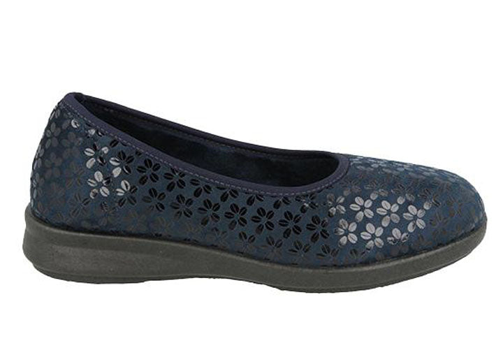 Womens Wide Fit DB Virginia Shoes in Black Stretch - Image 1