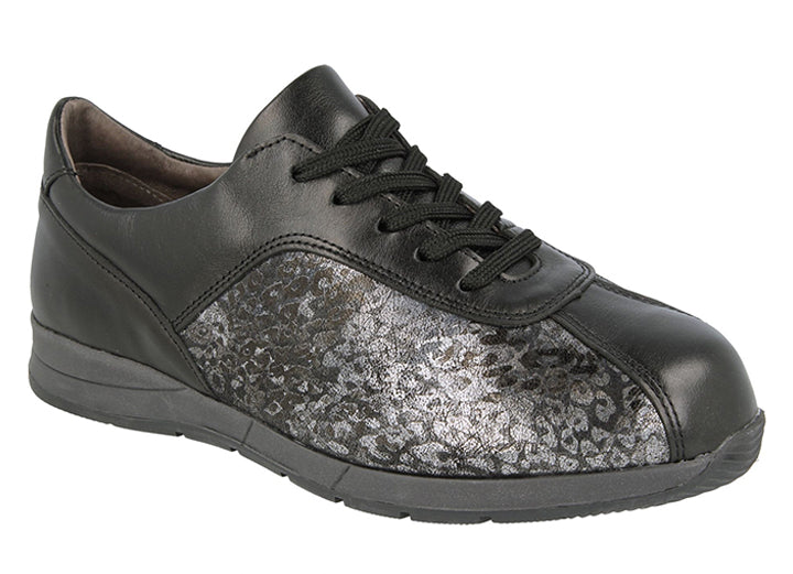 Womens Wide Fit DB Whitworth Canvas in Black & Stretch - Image 3